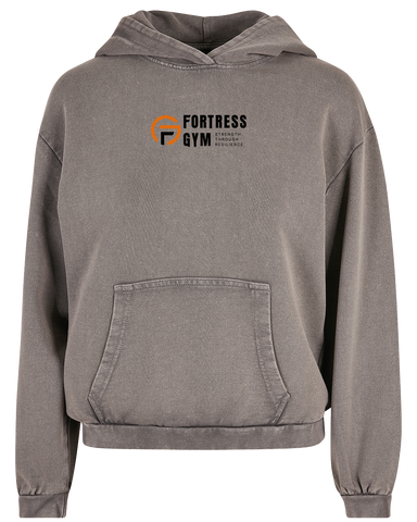 Fortress Gym Strength Through Resilience Women's Acid Wash Oversized Hoodie