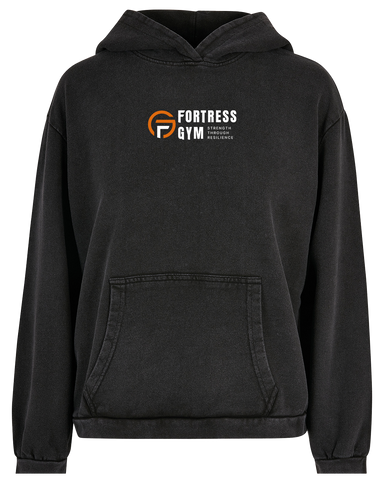 Fortress Gym Strength Through Resilience Women's Acid Wash Oversized Hoodie