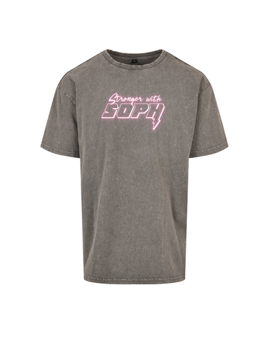Stronger With Soph Acid Wash Oversized T-Shirt